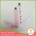 Cute pink white polka dots mushroom ribbon chain with pacifier soothie clips
